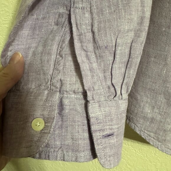 Talbots Lilac, 100% Linen, Button Down Shirt, Size M - Picture 4 of 16